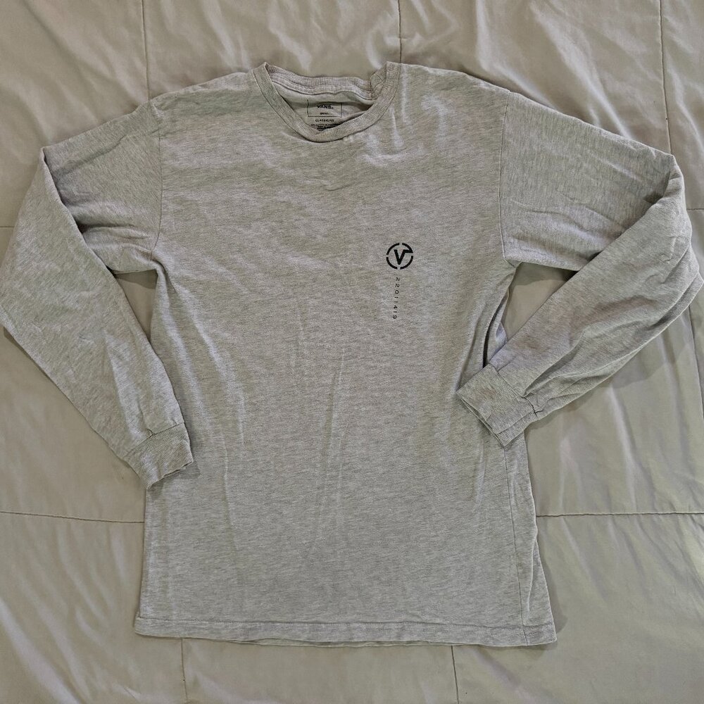 VANS Gray Classic Fit Graphic Long Sleeve Tee Shirt Skate Surf Men sz Small